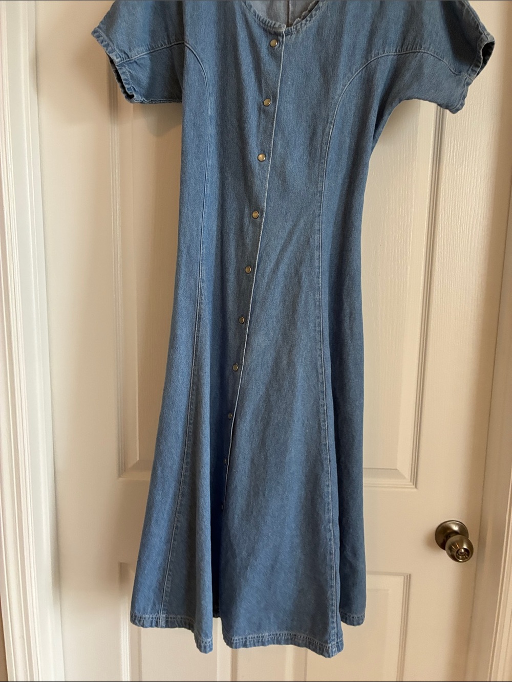 Vintage Fads Blue Denim Maxi Dress Size 8 Button Front Cottagecore Boho Y2K 90s - Picture 6 of 9